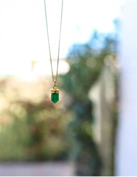 COLGANTE PÉNDULO CUARZO VERDE ORO