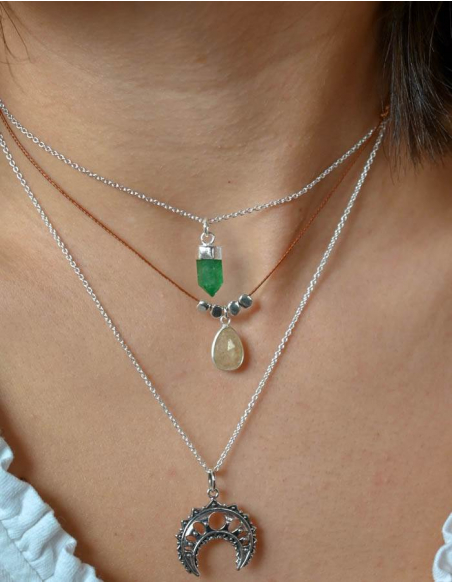 COLGANTE PÉNDULO CUARZO VERDE ORO