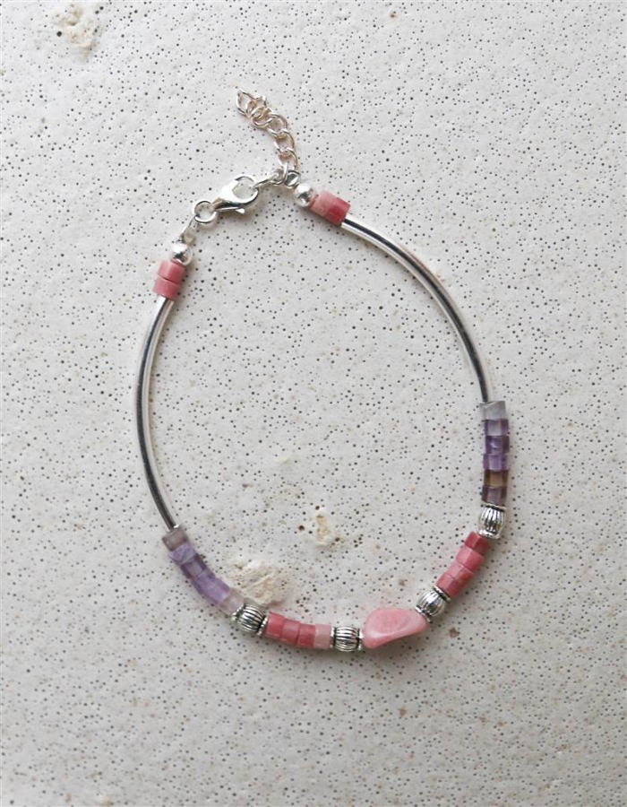 PULSERA RODOCROSITA Y AMATISTA