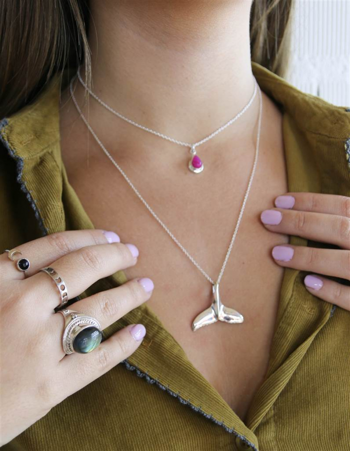 COLGANTE COSMOS  AGATA FUCSIA