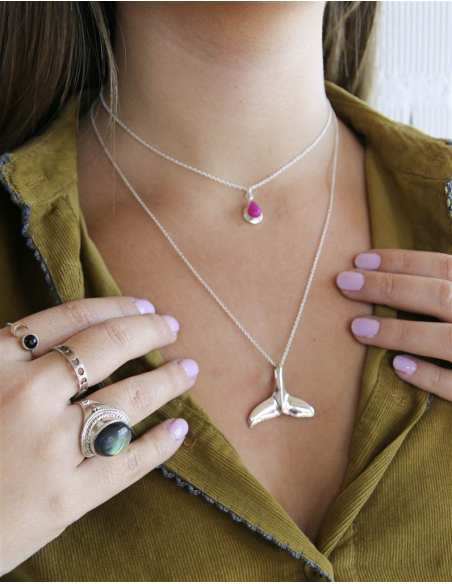 COLGANTE COSMOS  AGATA FUCSIA