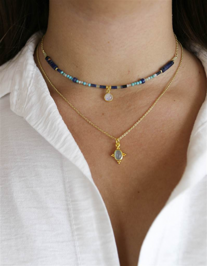 COLGANTE LAPISLÁZULI Y PIEDRA LUNA