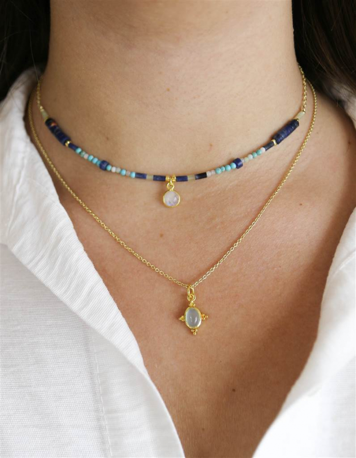 COLGANTE LAPISLÁZULI Y PIEDRA LUNA