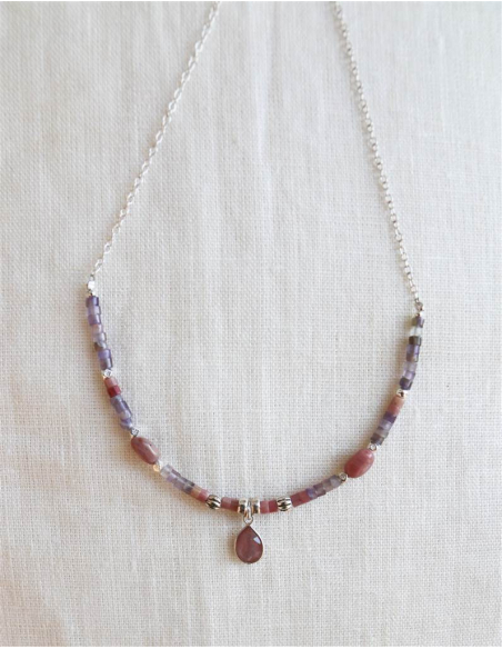 COLGANTE RODOCROSITA Y AMATISTA PLATA