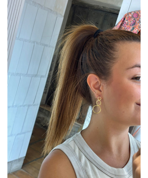 PENDIENTES TRIPLE CIRCULO ORO 2
