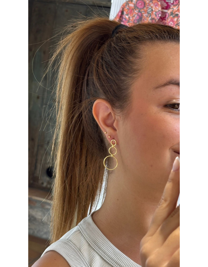 PENDIENTES TRIPLE CIRCULO ORO