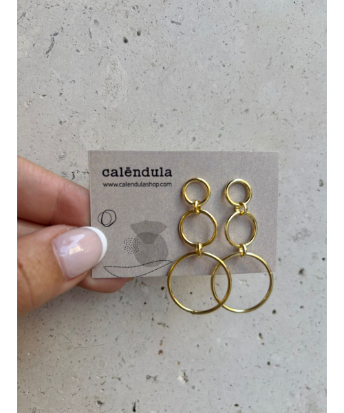 PENDIENTES TRIPLE CIRCULO ORO