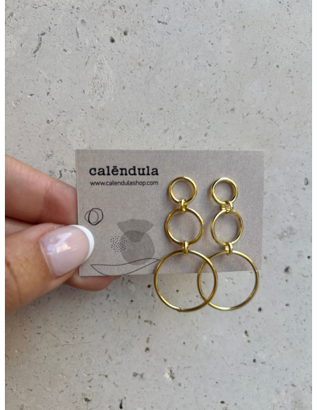 PENDIENTES TRIPLE CIRCULO ORO