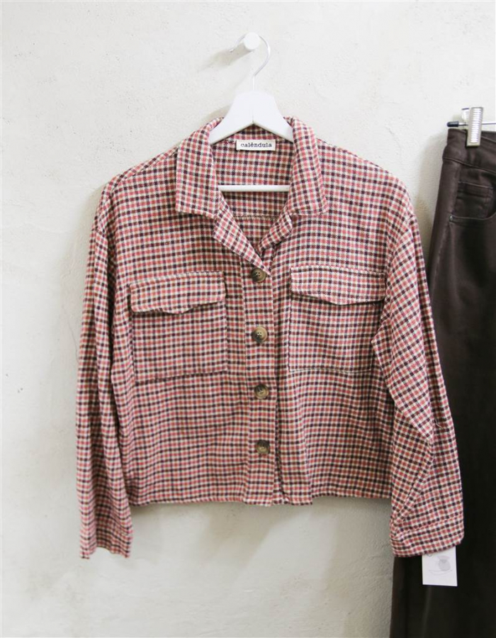 CAMISA DOS BOLSOS CUADROS ROSE