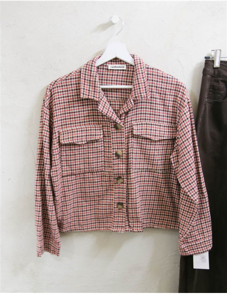 CAMISA DOS BOLSOS CUADROS ROSE