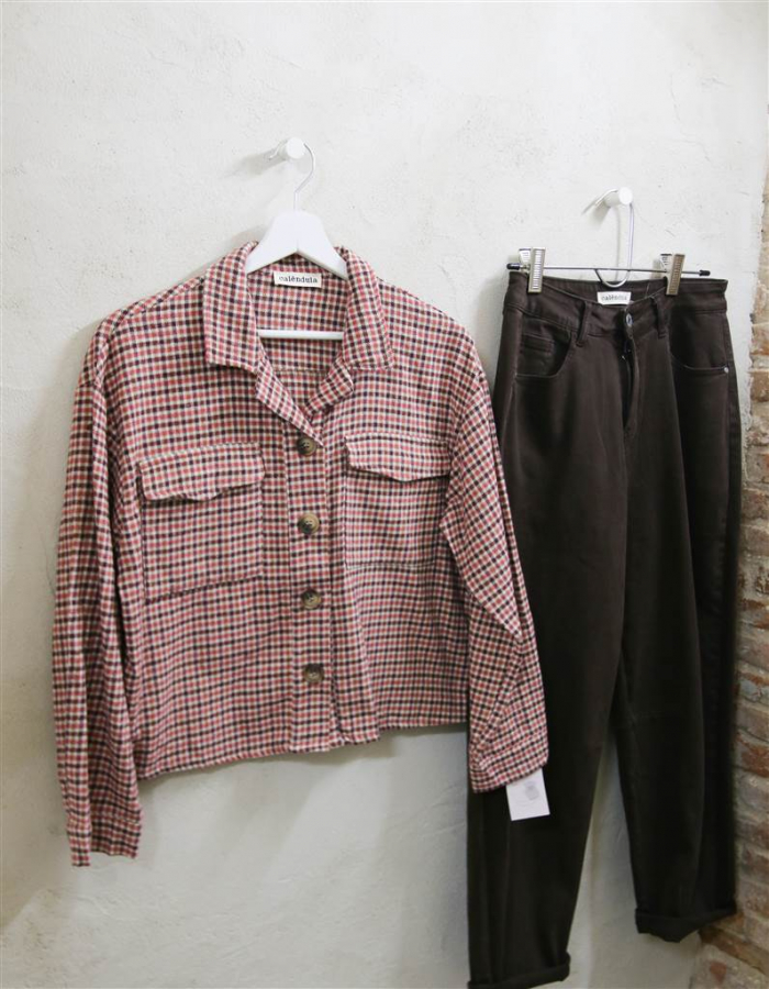 CAMISA DOS BOLSOS CUADROS ROSE