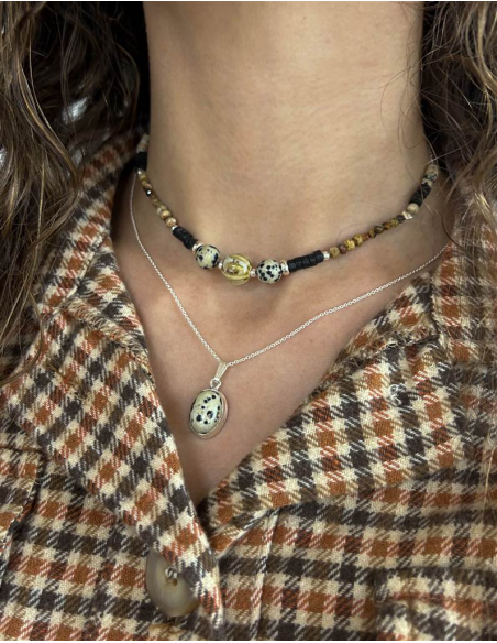 COLGANTE DÁLMATA Y CERÁMICA PLATA