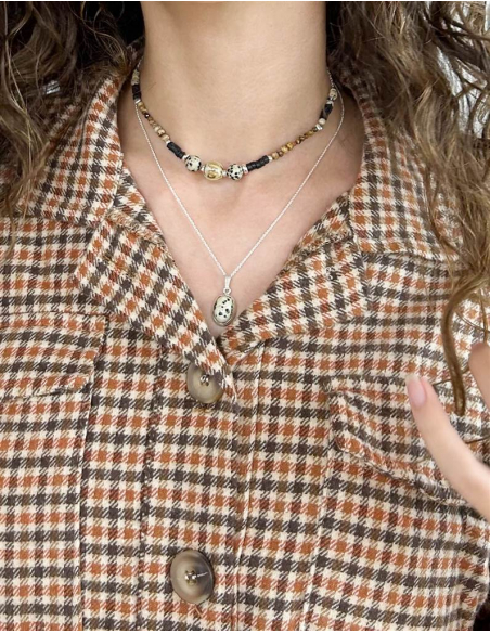 COLGANTE DÁLMATA Y CERÁMICA PLATA