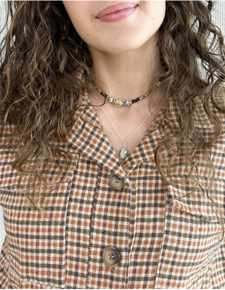 COLGANTE DÁLMATA Y CERÁMICA PLATA