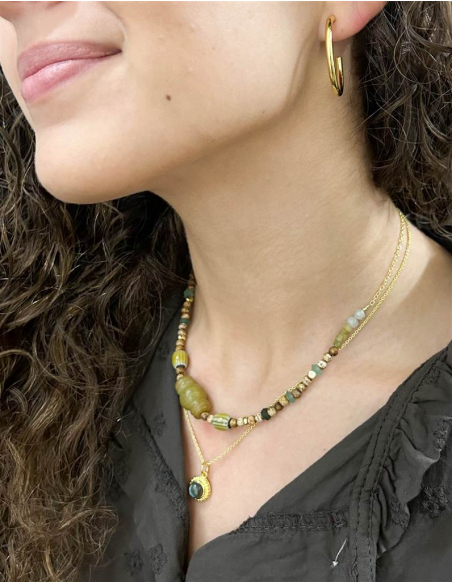 COLGANTE JADE Y OJO DE BUEY