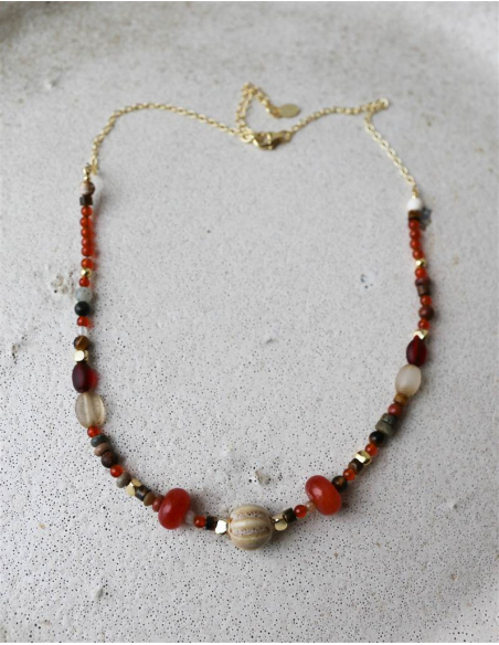 COLGANTE CORNALINA Y OJO DE BUEY