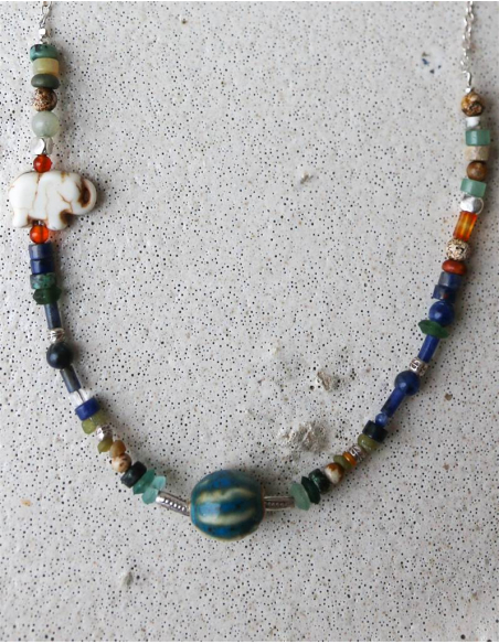 COLGANTE ELEFANTE LAPISLÁZULI PLATA