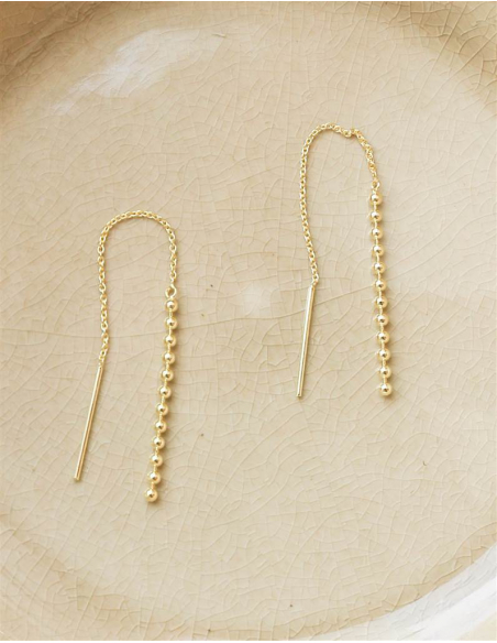 PENDIENTES CAIDA DE BOLITAS ORO