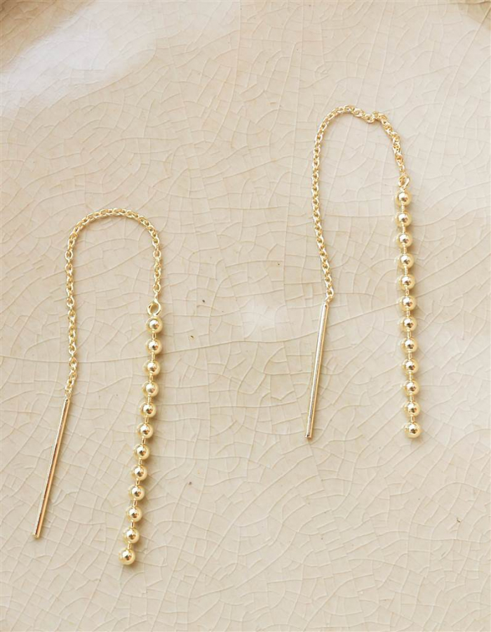 PENDIENTES CAIDA DE BOLITAS ORO