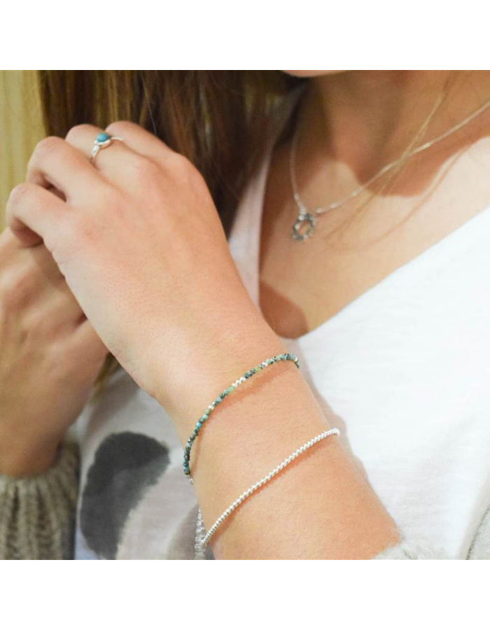 PULSERA  BOLITAS TURQUESA