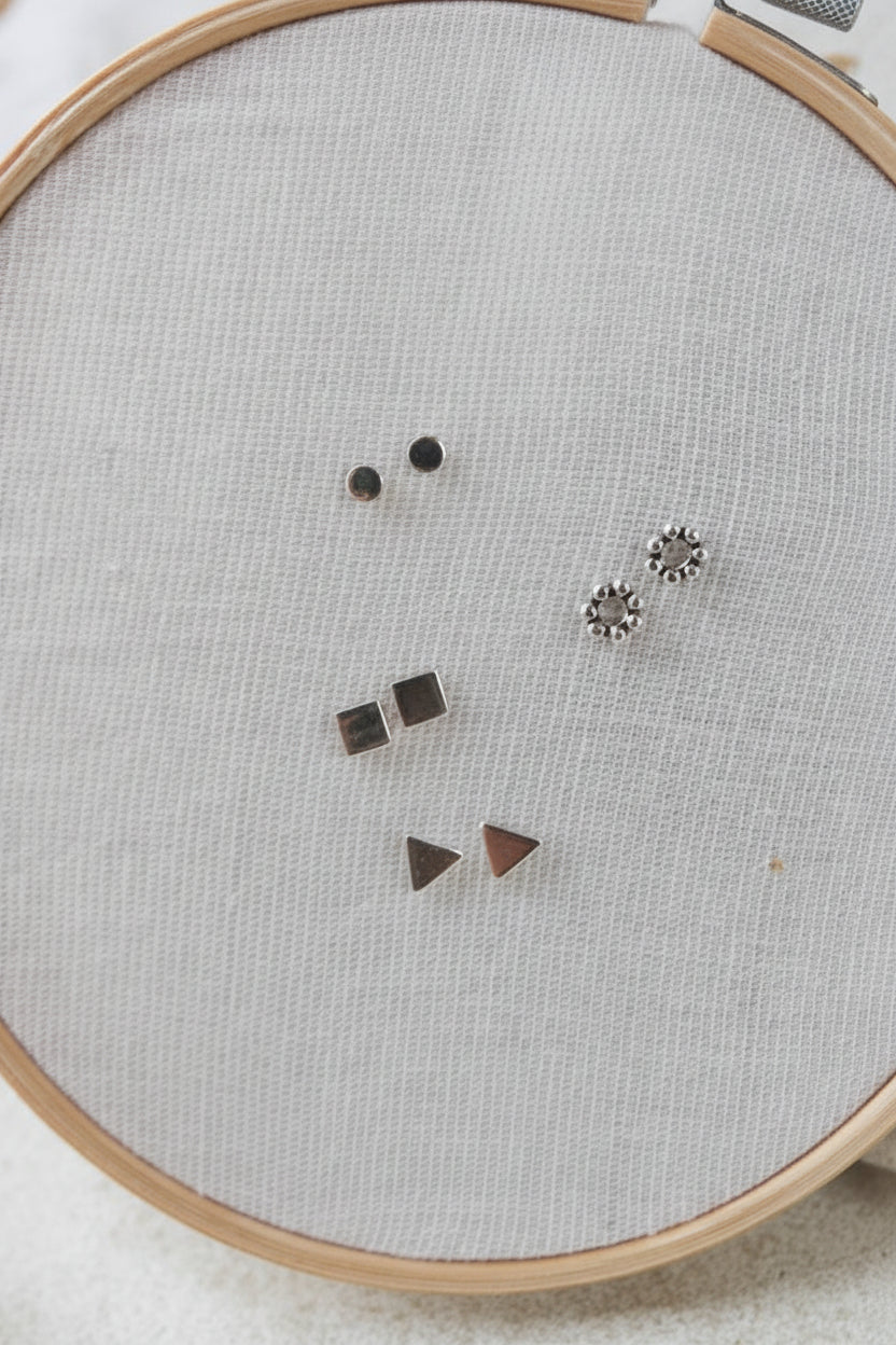 PENDIENTES TRIÁGULOS, CUADRADOS, CHINCHETAS, CÍRCULO