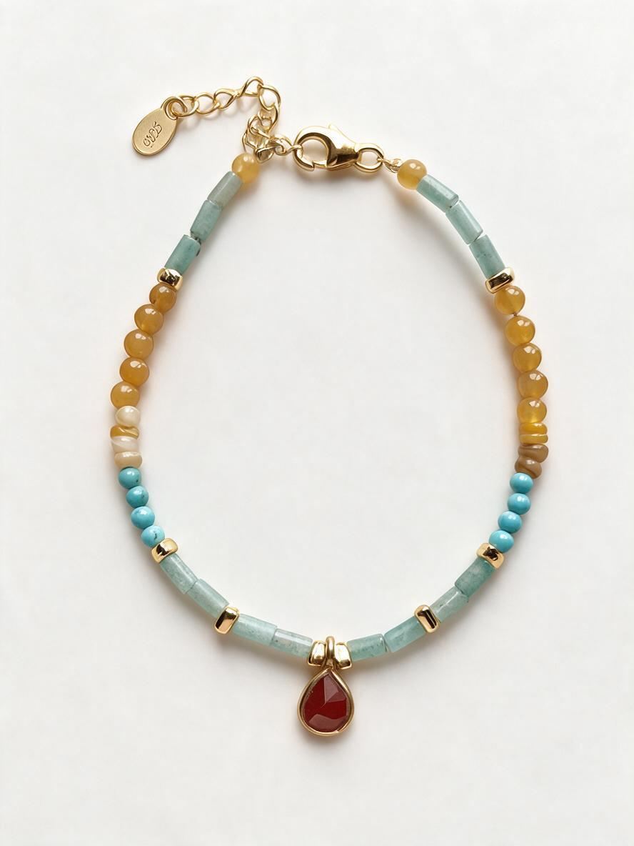 PULSERA AMAZONITA Y CALCEDONIA AMARILLA