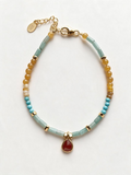 PULSERA AMAZONITA Y CALCEDONIA AMARILLA