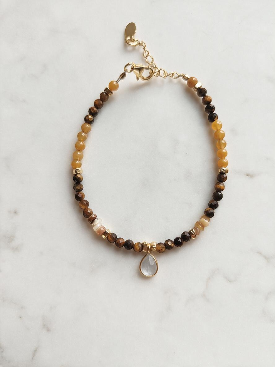 PULSERA OJO DE TIGRE ORO YCALCEDONIA AMARILLA