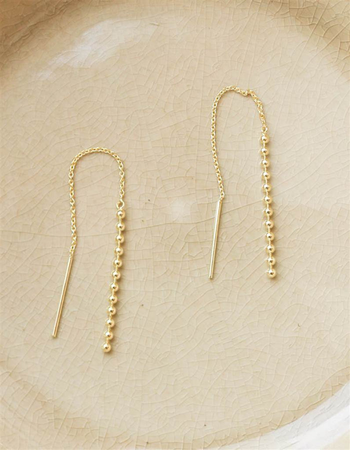 PENDIENTES CAIDA DE BOLITAS ORO