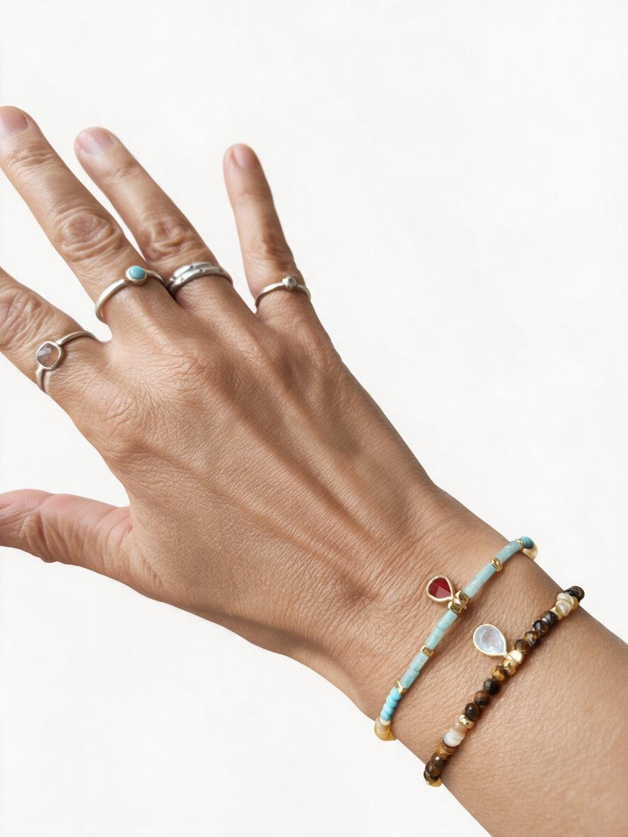 PULSERA AMAZONITA Y CALCEDONIA AMARILLA