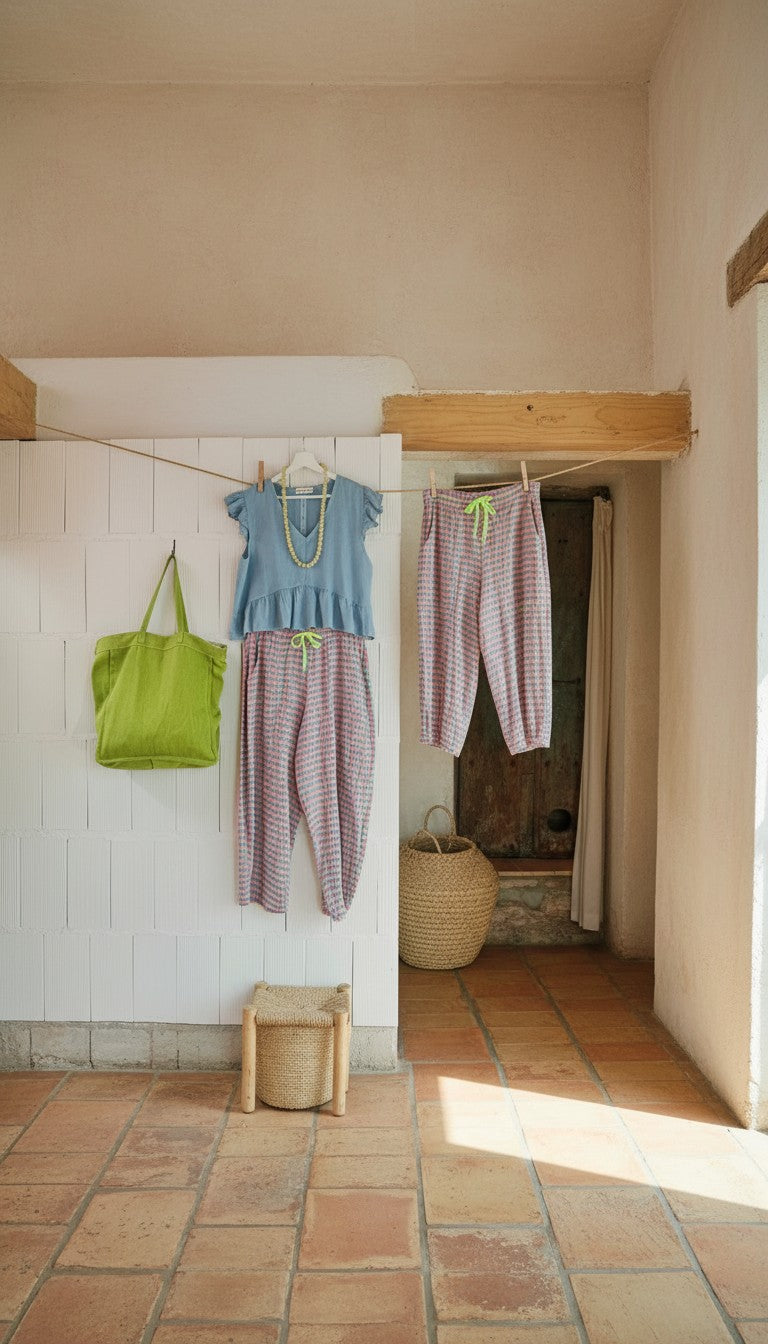 PANTALÓN CUADROS LOLA LILAS