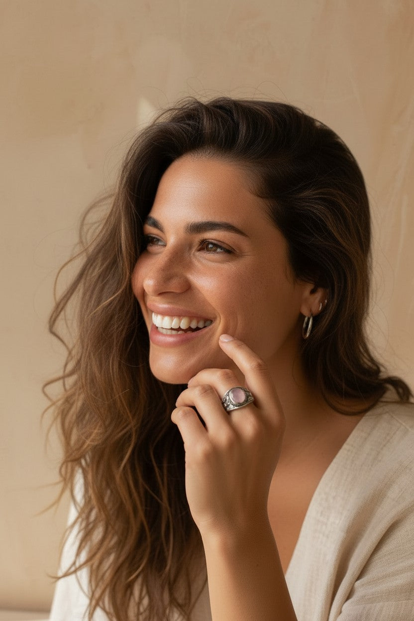 ANILLO ALBA DE  CUARZO ROSA