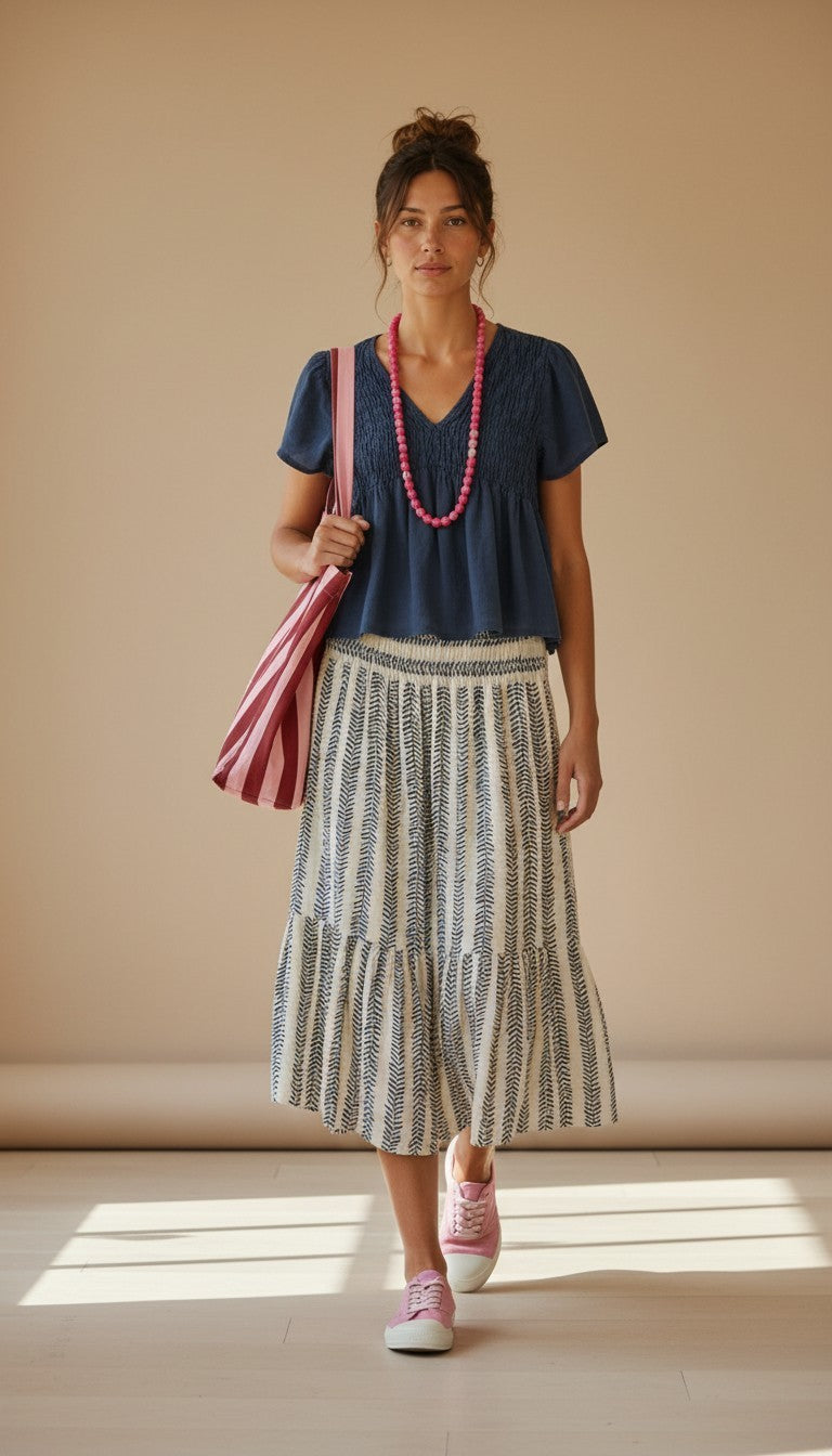 BOLSO STRIPES ROSES