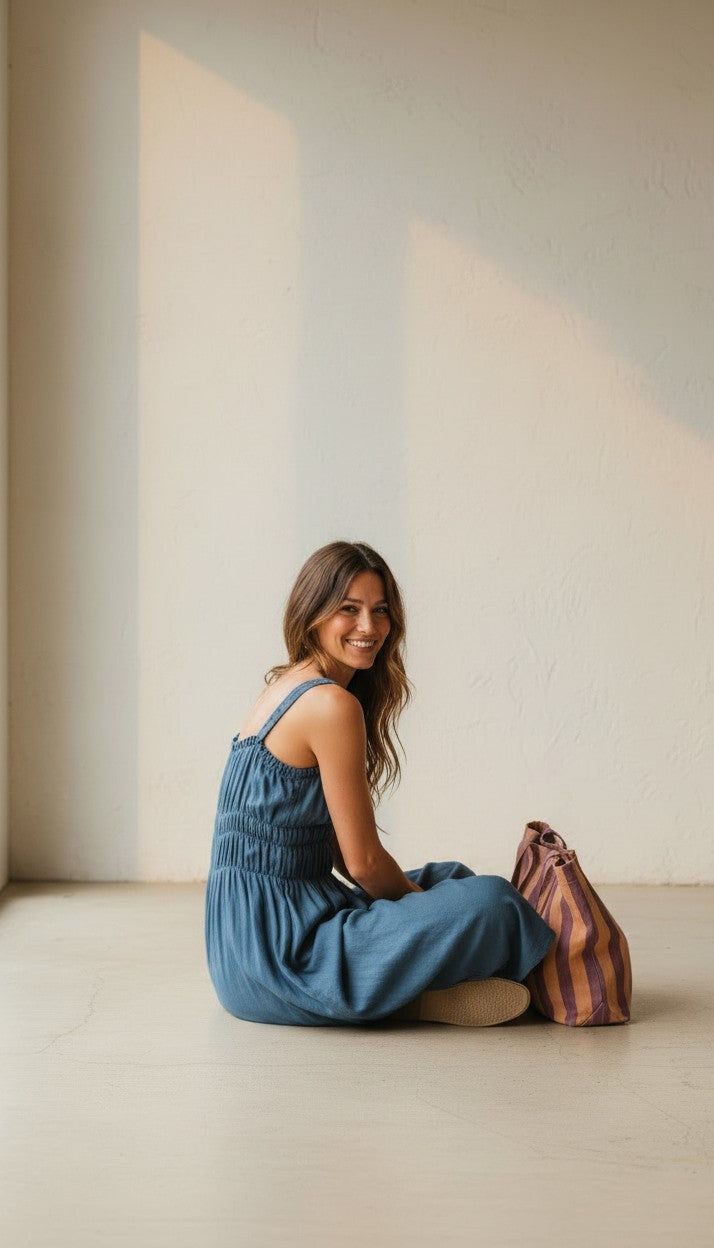 VESTIDO TRIGO AZUL