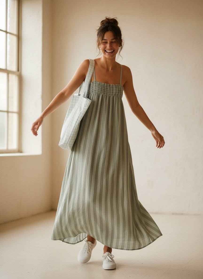 VESTIDO RAYAS VERDE