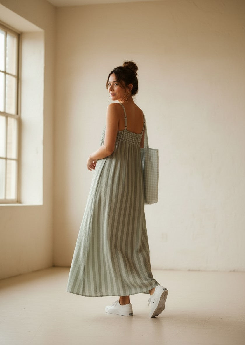 VESTIDO RAYAS VERDE