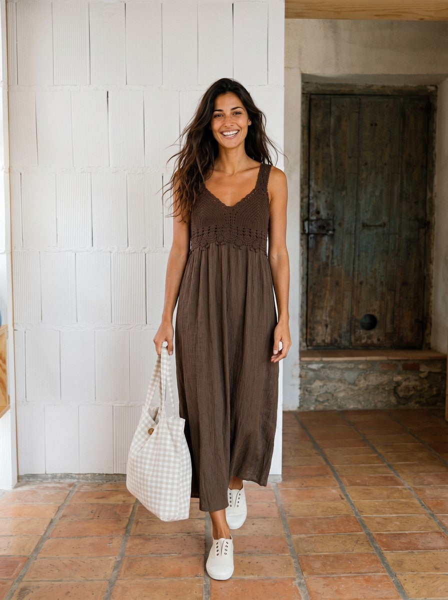VESTIDO CROCHET CHOCOLATE