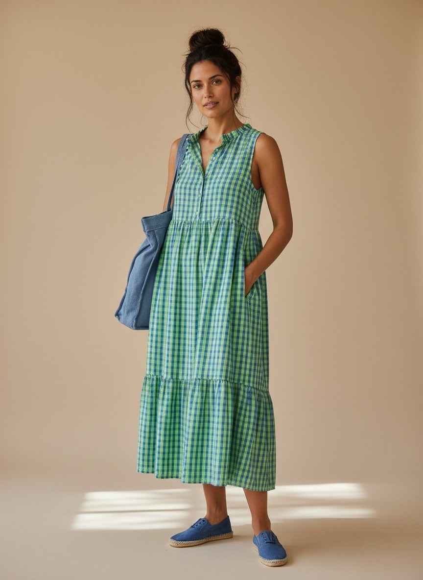 VESTIDO ANDREA CUADROS VERDE