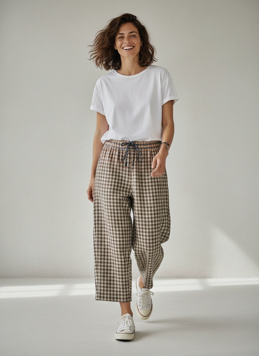 PANTALÓN CUADROS CAFÉ