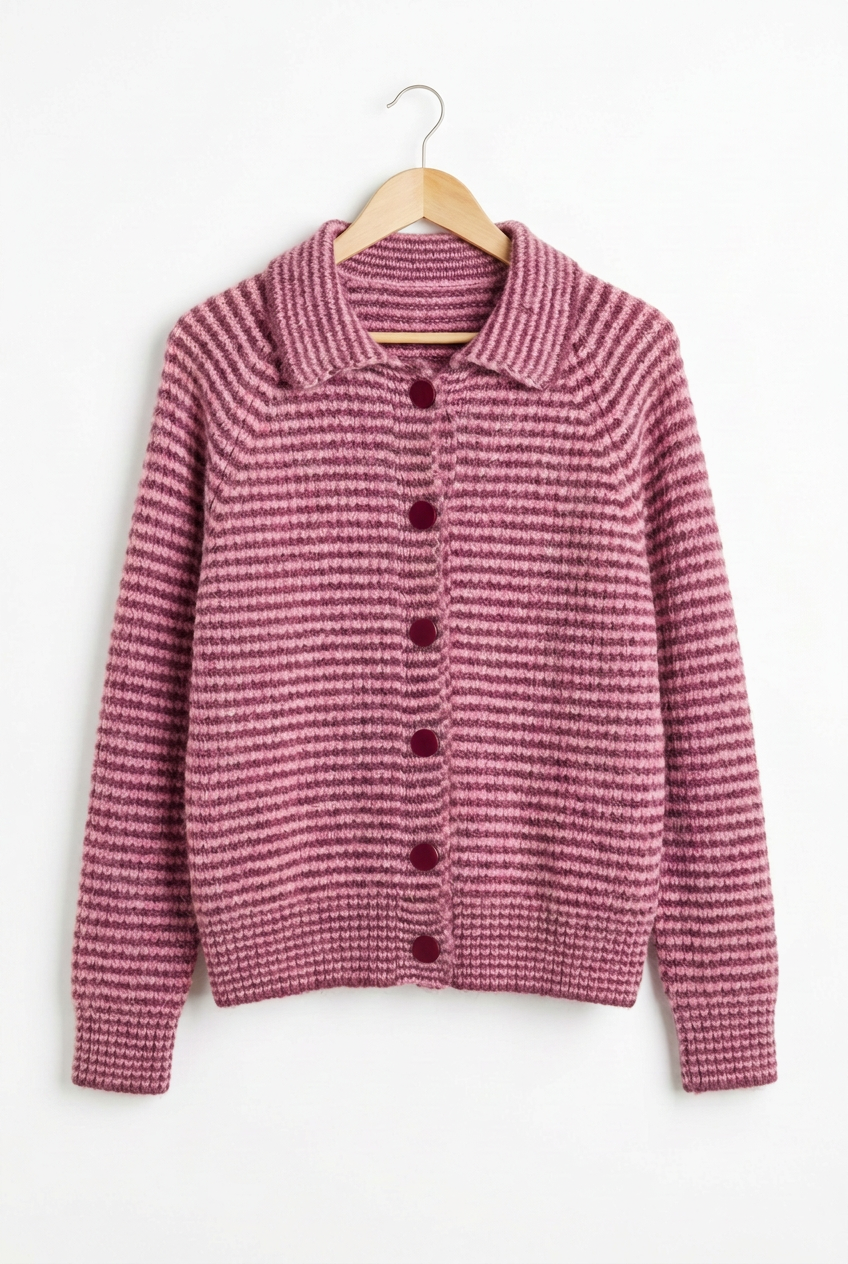 Alma Rose en percha con botones granates