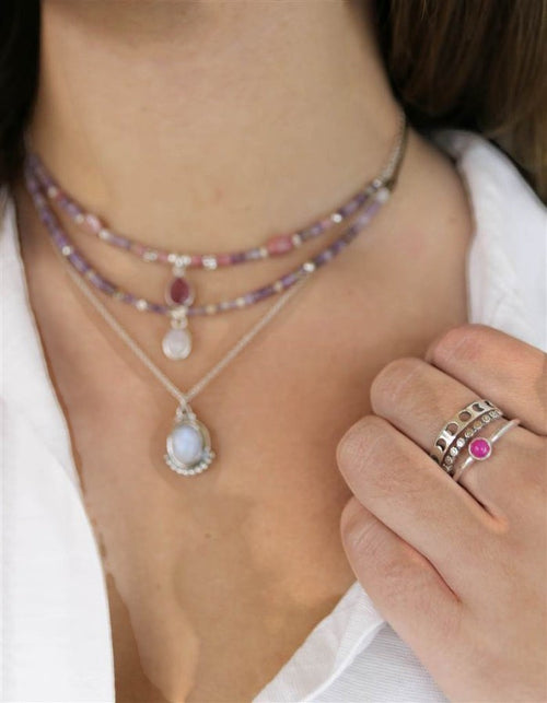 ANILLO  ÁGATA FUCSIA
