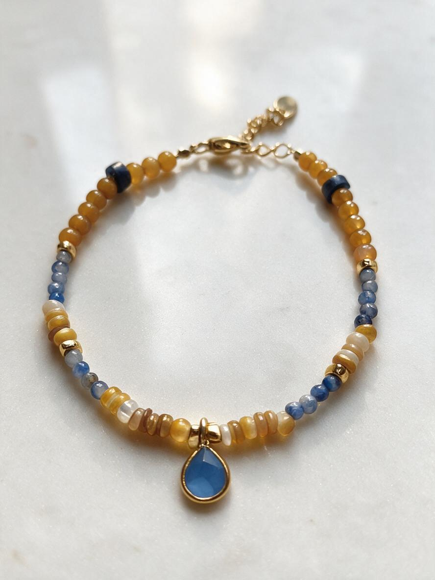 PULSERA LAPISLÁZULI Y CALCEDONIA AMARILLA)