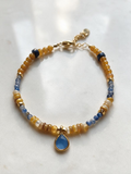 PULSERA LAPISLÁZULI Y CALCEDONIA AMARILLA)