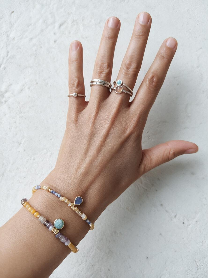 PULSERA LAPISLÁZULI Y CALCEDONIA AMARILLA)
