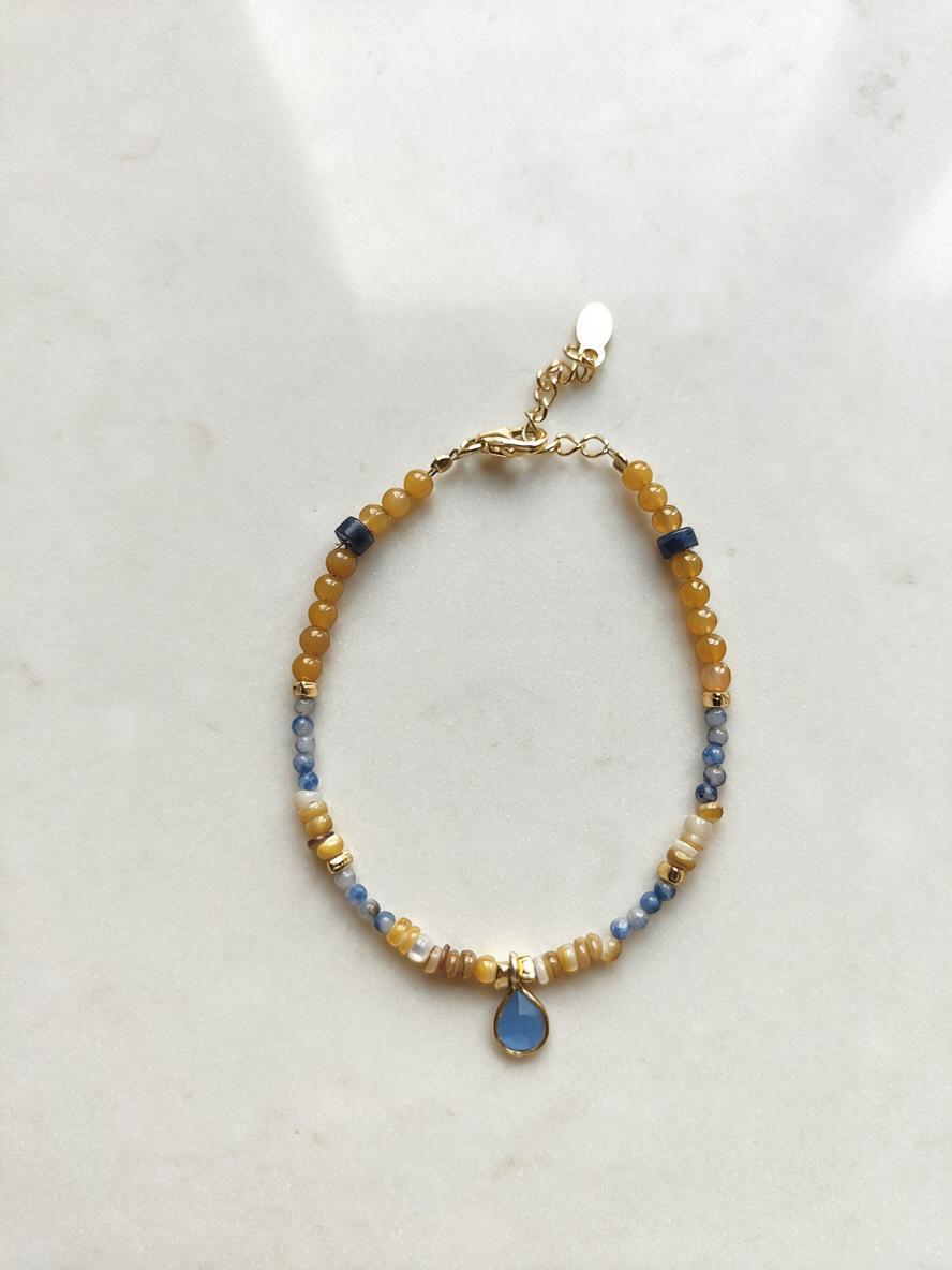 PULSERA LAPISLÁZULI Y CALCEDONIA AMARILLA)
