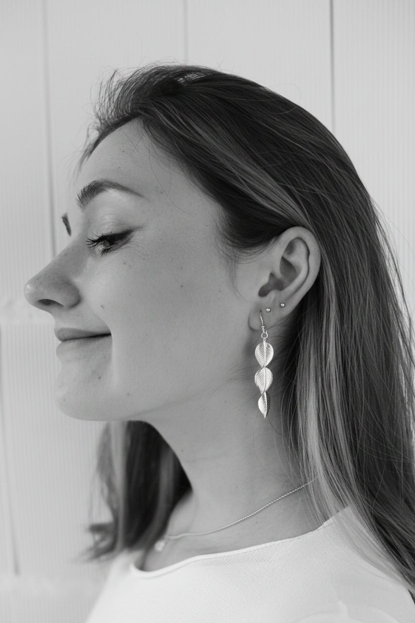 PENDIENTES HOJITAS PLATA