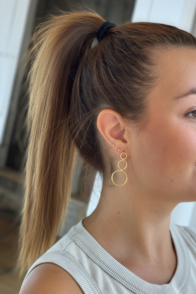PENDIENTES TRIPLE CIRCULO ORO