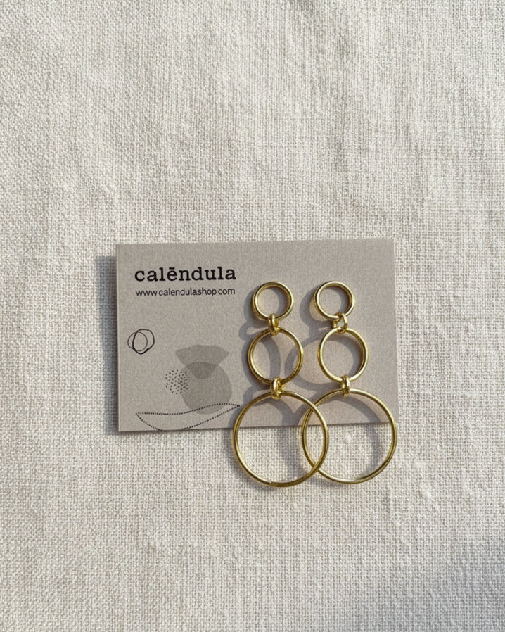 PENDIENTES TRIPLE CIRCULO ORO
