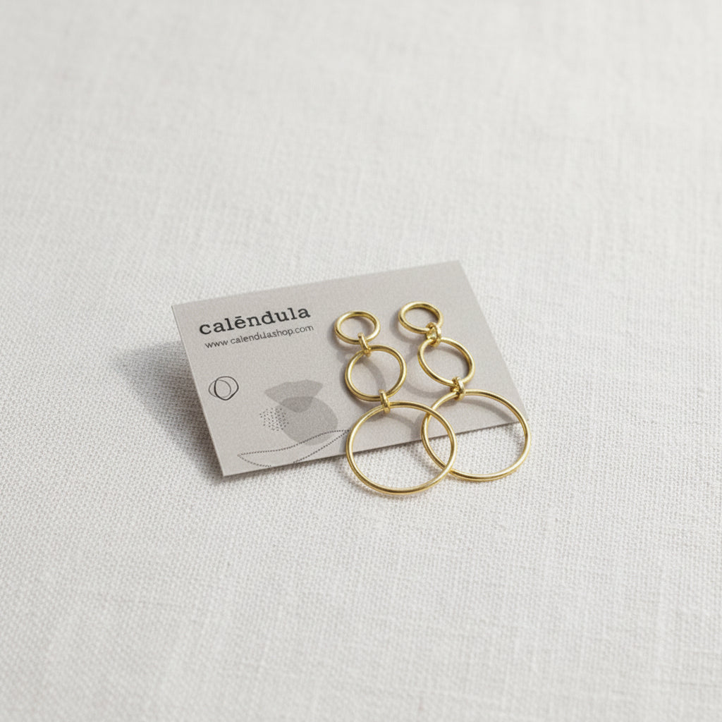 PENDIENTES TRIPLE CIRCULO ORO