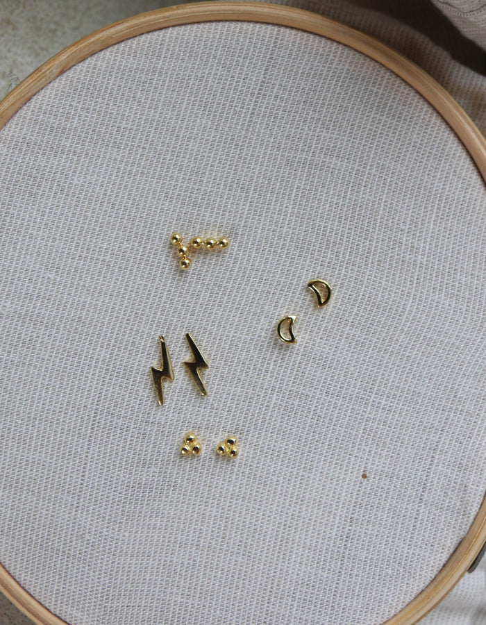 PENDIENTES  LUNAS, BOLITAS, RAYOS ORO